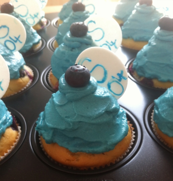 Die fertige Geburtstagsüberraschung:  Schalke-Cupcakes